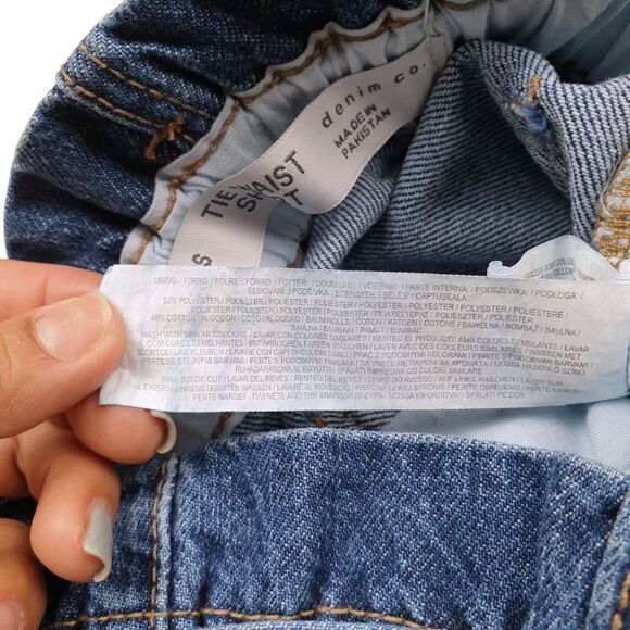 Denim & Co Tie Waist Jean Shorts Girls 5-6 Blue Cuffed Hem Kids NWOT - Picture 5 of 7